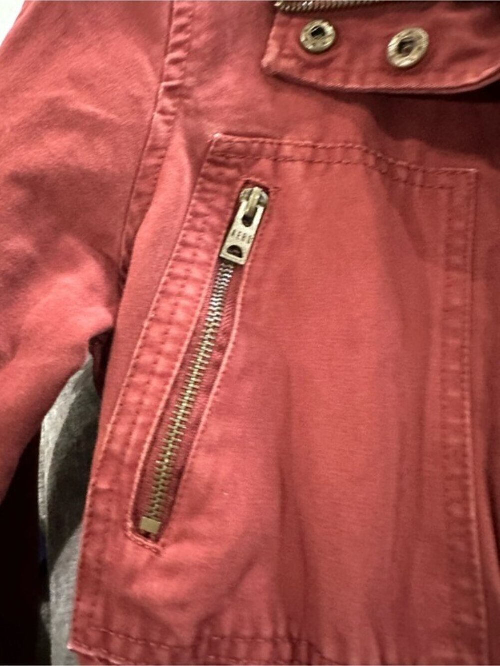 Aéropostale Brick Red Utility Field Jacket Medium Cotton Moto Military - Picture 6 of 11